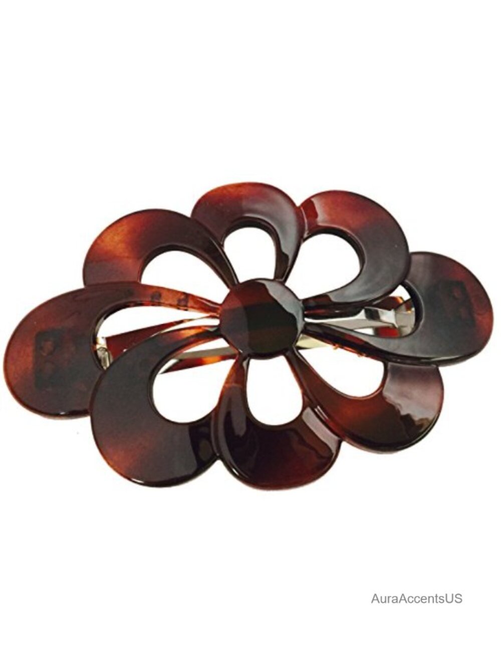 Wide Flower Cellulose Acetate Hair Barrette Clip Non Slip for Medium to Thick
